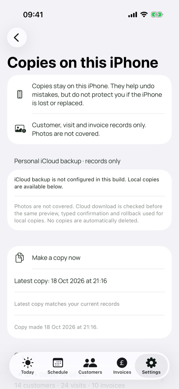 Copies on this iPhone screen in Mopi settings